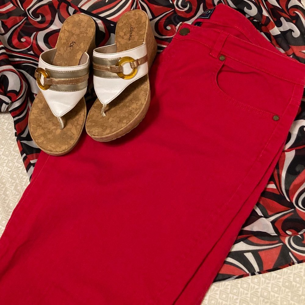 Chaps Daniella Curvy Fit Red Denim Jeans Size 16